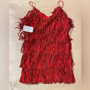 Shake Ya Tail Feather Dress in Red by Nylon Apparel Large (AD)
